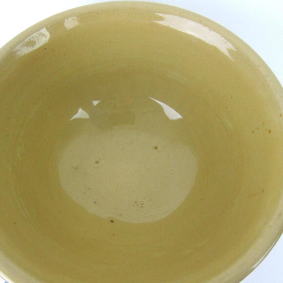 Antique Yellow Ware Mixing Bowl Brown Stripes 7" Footed Stoneware Banded 1920s - Picture 9 of 14